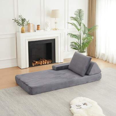A 211 Cm Corduroy Velvet Sofa, Modern Design, Modular, With Triangular Backrests, Removable Armrests And Elongated Seat Cushions, Suitable For Various Use Scenarios