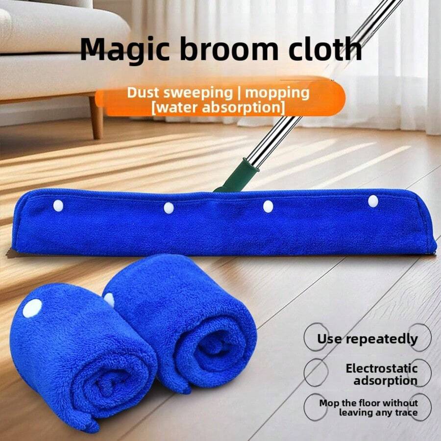 Magic Broom Replacement Cloth Cover, Broom Cloth, Household Dusting Replacement Cloth, Wiping Cloth Cover, Coral Fleece Cleaning Cloth, Absorbent Cleaning Rag, Dry And Wet Dual Use, Reusable Broom Mop Cloth, Suitable For Living Room, Bedroom, Kitchen, Glass, Floor And Other Home Cleaning, Home Cleaning Essential - Multicolor - View 1