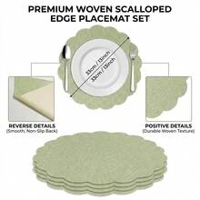 Brown Lace Placemats, Machine Washable, Non-Slip, Flat Table Mat With Coaster, Wedding Home Decor, Table Ornament, Spring Outdoor Holiday Party Gift, Washable Heat-Insulating Mat, Vase Mat, Christmas New Year - Grass Green - View 3