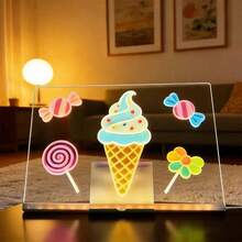 30*20cm Tablero de dibujo luminoso borrable, tablero de escritura transparente acrílico de doble cara, Cartelera de bricolaje, regalo de cumpleaños creativo, decoración de escritorio de oficina - Multicolor - Ver 8