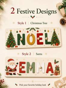 Customized Wooden Christmas Name Puzzle, Personalized Letter Decor Puzzle, Suitable For Fireplace Mantel, Shelf Or Door, Holiday Home Decor, Customized Christmas Name Board Gift, Customizable Letter Decor, Christmas Gift, Gift For Family And Friends, Room Decor - White - View 5