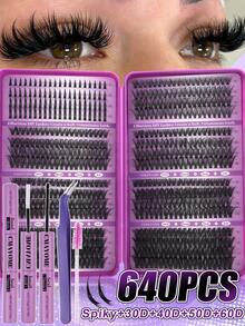 456/584/640 Clusters Single Strand False Eyelashes, Eyelash Storage Book, Cluster False Eyelashes, DIY Home Eyelash Extensions, Spiky Style Eyelashes, Medusa Style Eyelashes, "Fairy Style" Eyelashes, Multi-Function False Eyelash Set - Suitable For Daily Makeup - Multicolor - View 15