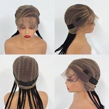 A ANYTIME Wig Kepang Tanpa Simpul: Wig Kepang Jagung Belahan Samping dengan Rambut Bayi, Wig Kepang Jagung Belakang Penuh, Kepang Jagung Jahitan Renda Penuh, Wig Kepang Kotak, Wig Kepang - Hitam - View 4