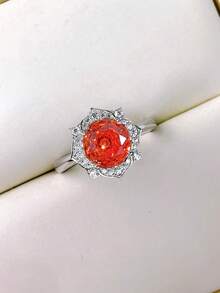 Octagonal Millennium Rose Cut High Carbon Zirconia White Gold Plated Adjustable Women's Ring, Fashionable & Exquisite - Platinum - View 2