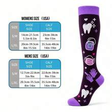 6 Pairs Colorful Graphic Knee High Socks, Fun Novelty Long Tube Socks With Ribbed Cuffs, Assorted Everyday Gift Set - M21 - View 2