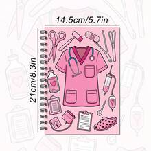 1PC A5 This Notebook Features A Pink Nurse-Themed Cover, Sized 5.7X8.2 Inches, Containing 50 Pages/25 Sheets Designed For Smooth Writing, Perfect For Nurses To Document Patient Details. It Makes A Great Gift For Nursing Professionals - Rectangle - View 3