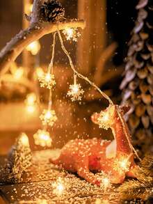 LED Snowflake Christmas String Lights USB Powered 8 Lighting Modes Warm White Fairy Lights Transparent Snowflake Shaped Lights Indoor Holiday Decoration Suitable For Christmas Tree Fireplace Bedroom Window Christmas New Year Party Decor - White-snowflake - View 6