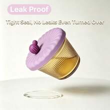 1pc High Borosilicate Glass Baby Food Storage Box, Glass Body Heat Resistant Up To 400℃, Equipped With Soft Silicone Lid, Multi-Functional Food Storage Box, Dry Fruit Snack Airtight Storage, Soft Silicone Lid, Leak-Proof When - Purple - View 6