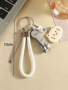 1pc Cute Cat Keychain, Woven PU Lanyard Cartoon Cat Pendant Key Ring, Portable Multi-Function Key Chain, Suitable As Gift For Women And Girls - Multicolor - View 5