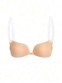 2/1pc Adhesive Strapless Bra, Transparent Straps Seamless Bra, Front Closure Invisible Backless Bra, Nude Push-Up Bra, Suitable For Dresses And Tops - Multicolor - View 17