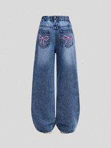 Tween Girl New Autumn/Winter Fashion Denim Long Pants - Medium Wash - View 5
