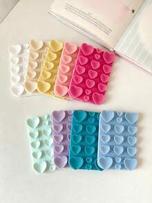 3D Heart Silicone Suction Pad, Double-Sided Suction Sticker, Non-Slip Silicone Adsorption Sheet, Reusable Phone Back Suction Pad, Decorative Heart-Shaped Silicone Sticker, Suitable For Phone Case DIY - Multicolor - View 3