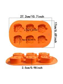 1pc Halloween Pumpkin Silicone Baking Mold, 6-Cavity Multi-Expression Pumpkin Mold, Themed Baking Tray, Suitable For Chocolate, Candy, Cake, Jelly, Pudding, Used For Halloween Party Dessert Table, Home Kitchen Baking And Dessert Decoration - Multicolor - View 2