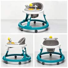 Andadera para Bebé 3 en 1 Multifuncional con Música y Luces, Plegable y Altura Ajustable para Bebés de 6 a 18 Meses - Azul - Ver 2