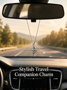 1pc Alloy Star And Moon Car Pendant, Gothic Celestial Rearview Mirror Ornament, Metal Auto Interior Decoration Accessory For Men Women - A - View 1