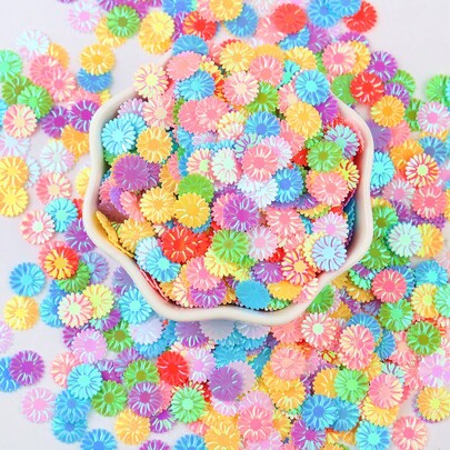 9mm Daisy Sequin PVC AB Color Flower Glitter Flakes, Suitable For Slime Filling, Nail Art Decoration, Phone Case Decoration, DIY Resin Craft Accessories, 20g/Bag