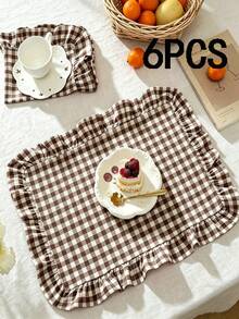 2/6/12/120pcs Plaid Ruffled Napkins, Farmhouse Style Home Kitchen Decor, Reusable Washable Napkins Suitable For Restaurants, Kitchens, Weddings, Bridal Showers, Parties, Dining Table Decoration - Multicolor - View 24