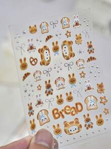 1 Metal Nail Art Luxury Sticker, Popular On Little Red Book, Cute Ribbon Nail Charm Sticker, Bunny Bread Sticker, Decorative Nail Art Sticker - Multicolor - View 8