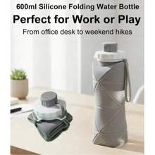 Taza de silicona plegable de gran capacidad portátil, botella de agua retráctil para viajes - Verde - Ver 4
