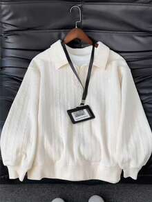 Fashion Casual Textured Fabric Men's 2 In 1 Long Sleeve T-Shirt - Apricot - View 4