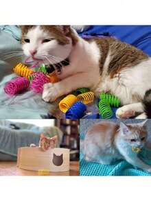 Plastic Colorful Self-Entertained Bouncing Spring Toy For Pet Cats, 2/4/8/10/12/14/20/30/40/50/60PCS Creative Cat Toy, Maintain Health, Interactive Durable Heavy-Duty Plastic Toy For Batting, Biting, Hunting, Kitten Toy, Valentine's Day Gift For Cats/Dogs - Multicolor - View 16