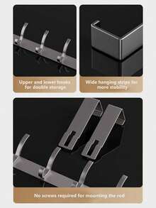 Over-The-Door Hook Heavy Duty Door Hanger Rack For Coats, Bathrobes, Hats, Clothes, Towels Bathroom Storage No-Drill Towel Rack Coat Rack - White - View 5