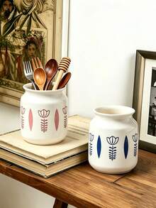 1pc Tulip Ceramic Storage Canister, Tableware Organizer, Chopstick Holder, Suitable For Kitchen Storage, Tableware Storage, Home Decor, Back To School Supplies, Holiday Gifts - View 9