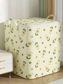 Large Capacity Flower Storage Boxes With Flip-Top Lids & Handles Portable Dustproof Clothes Storage Bags Flower Pattern Organizer Blanket Bedding Comforters Organizer For Bedroom And Closet Bedroom Home Essentials Accessories - Multicolor - View 9
