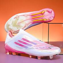 Neutral High Traction AG Turf Football Boots, Unisex Competition Grade Soccer Cleats, Scientifically Arranged Rubber AG Studs, Elastic Shock Midsole Durable Upper For Pro Adult Players - Pink - View 2