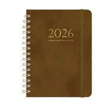 1pc Annual Planner Notebook | Spiral Binding Design | Schedule Management / Habit Tracker / Record Multi-Functional Notebook, 2026 Jan-Dec Weekly Monthly Planner, Leather Spiral Bound Office Diary Calendar Memo Pad Student Writing Notepad - Multicolor - View 16