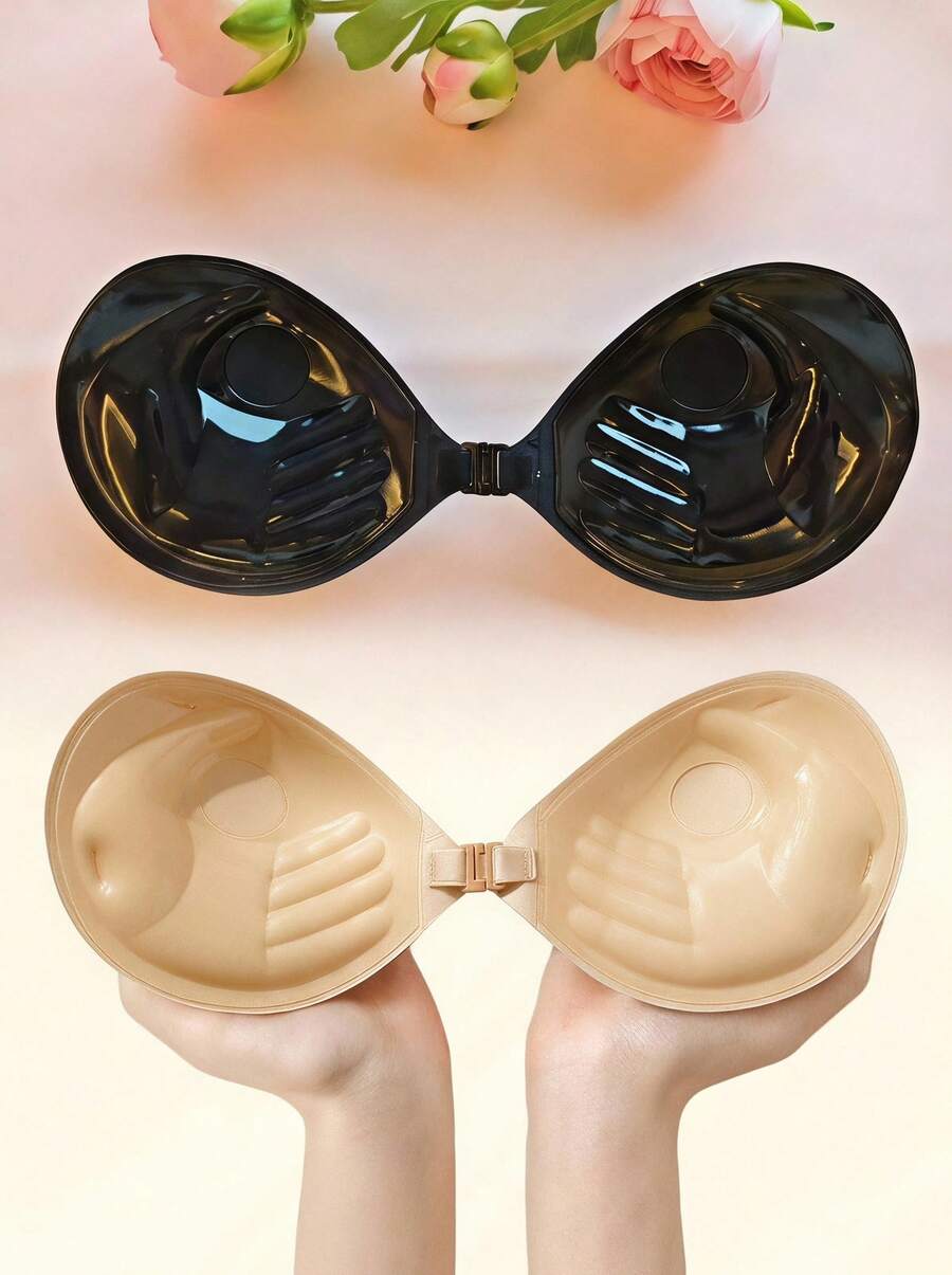 SHEIN Adhesive Bra 3CM Thickness, Small Chest Backless Strapless Dress Invisible Bra, Reusable Breast Augmentation Bra, Wedding - Multicolor - View 1