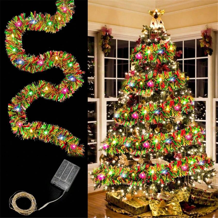 5m 50 LED Battery Operated Colorful String Lights, Suitable For Birthday, Wedding, Party Decoration, Christmas, Christmas Tree, Halloween Decoration, Indoor String Lights - Battery Box Color Stripes - View 1