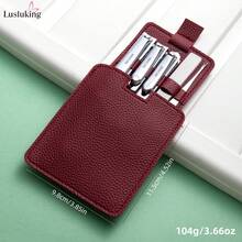 LUSLUKING 5-Piece Manicure Set With Leather Case, Professional Nail Clippers And Nail File, Stainless Steel Nail Care Kit For Men And Women, Portable Manicure Pedicure Tools For Home, Travel & Salon - Multicolor - View 6