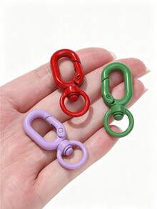 5pcs-Multicolor Painted Zinc Alloy Rotating 8-Shaped Spring Clasp, 360° Rotatable Keychain Connector Hook, DIY Handmade Jewelry Making Accessories, Suitable For Bags, Phone Chains, Keychains, Hanging Decorations And Pendant Crafts - Figure 8 Spring Hook - View 4