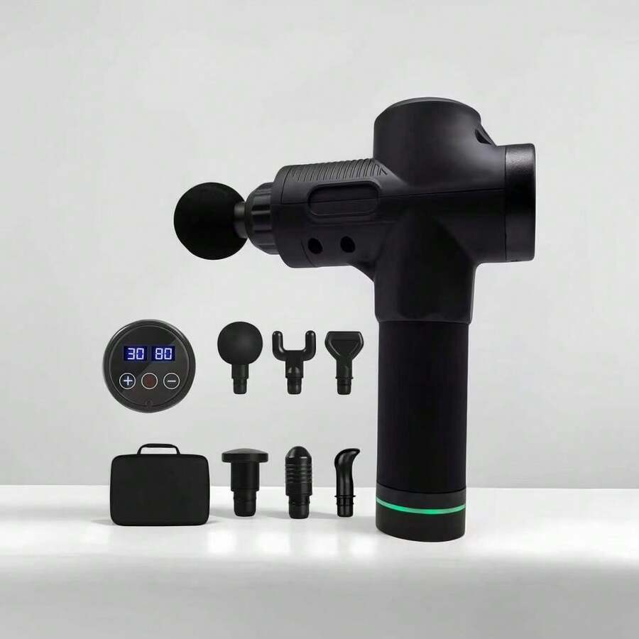 JW Massage Gun Professional Handheld Massage Gun With 30-Speed Digital Adjustment, Brushless Motor And 6 Massage Heads, Deep Muscle Relaxation. Lightweight Design And Built-In Rechargeable Battery, Ideal For Fitness Enthusiasts And Office Workers, Suitable For Home And Gym Deep Muscle Massage - Multicolor - View 1