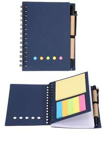 Juego de cuadernos de bolsillo con espiral, notas adhesivas y bolígrafo, cuaderno pequeño de 3.9 x 5.1 pulgadas con líneas, pestañas de índice de notas adhesivas de 6 colores surtidos, adecuado para uso de oficina y negocios - Set de libretas de espiral de 5 orificios - Ver 11