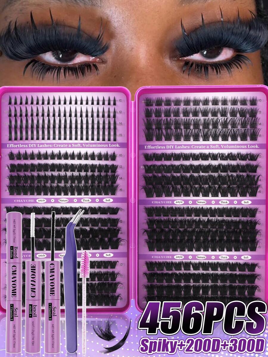 456/584/640 Clusters Single Strand False Eyelashes, Eyelash Storage Book, Cluster False Eyelashes, DIY Home Eyelash Extensions, Spiky Style Eyelashes, Medusa Style Eyelashes, "Fairy Style" Eyelashes, Multi-Function False Eyelash Set - Suitable For Daily Makeup