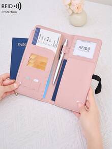 CHARM INFINITE RFID 防盜護照錢包，PU 皮革旅行文件收納包，附拉鍊口袋 - 彩色 - 查看 8