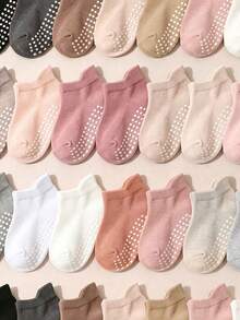 5/10/20 Pairs Random Anti Slip Toddler Girl Socks, Solid Multi Color Fall Socks, Newborn Baby Essentials, Cute Pink Socks For Daily Wear, Halloween - Multicolor - View 7