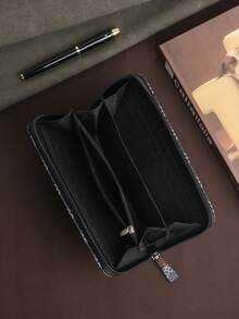 HOVI'S 新款極簡 RFID 防盜拉鍊長夾，商務大容量多功能手機錢包 - 黑色 - 查看 9