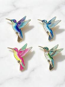 4pcs Bird Enamel Brooch, Gift, Briefcase Pin, Backpack Badge, Clothing Accessory, Cute Ornament - Multicolor - View 3