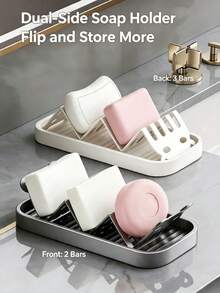 1pc Panda Soap Holder + Soap Dish 2 Pieces Set, With Perforated Detachable Baffle Detail, Multi-Soap Storage And Drainage Function, Practical Bathroom Accessory, Exquisite Bathroom Decor, Suitable For Shower Room And Kitchen Home Scenes - Multicolor - View 5