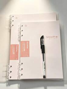 A5+B5 6-Hole Loose Leaf Notebook Set (Includes Neutral Pen), PP Transparent Cover Replaceable Inner Pages Loose Leaf Notebook, 6-Hole Loose Leaf Notebook Set, ; Inner Pages Detachable And Replaceable, Smooth Writing, Suitable For Students And Office Use. Campus Office Writing Stationery Combination - A+B+C - View 3