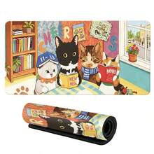 Cute Cat Large Desk Mat, Comfortable Reading Cat Design, Extended Gaming Mouse Pad, Aesthetic Colorful Desk Mat, Non-Slip Rubber Bottom, Waterproof Keyboard & Laptop Pad, Office & Home Decor, Gift For Cat Lovers ﻿ - View 10