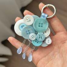 Handmade Button Cloud Keychain, Colorful Dopamine Bag Charm With Beaded Tassel, Cute Creative Pendant For Handbag Backpack Accessories - Multicolor - View 8