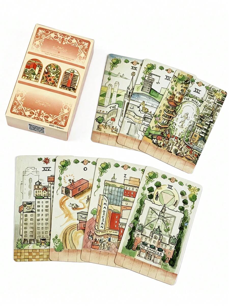 1盒 The Housing 塔羅牌 78張，都市建築占卜套裝，適合成人的創意禮物，吸引喜好獨特藝術風格的玩家