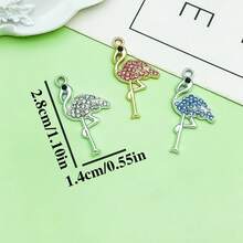 5/10pcs Rhinestone Flamingo Charms Alloy Crystal Flamingo Bird Pendant For DIY Bracelet Necklace Earring Tropical Jewelry Making Findings - Multicolor - View 4