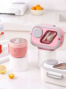 2pcs Creative Macaron Color Bento Box, Convenient Lunch Box Set With Built-In Utensils, Student Meal Box, Large Capacity Food Container, Portable Lunch Box, Suitable For Students, Office Workers And Outdoor Picnic Food Carrying - Multicolor - View 7