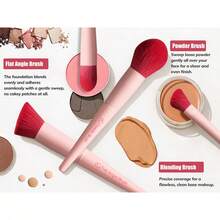 BS-MALL 18pcs Rose Red Makeup Brush Set, High Quality Soft Bristles, No Shedding, Precise Application, Full Face Set With Foundation, Eyeshadow And Blush Brushes, Perfect Gift For Girlfriend - Rose Red - View 5