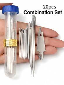 1pc Large Eye Needle Threader Set, Traditional Steel Sewing Needles, Suitable For Home Use, Sewing Projects And Handicrafts, Easy To Use, Suitable For Elderly People, Applicable For Hand Sewing, Embroidery And Cross Stitch - Multicolor - View 3